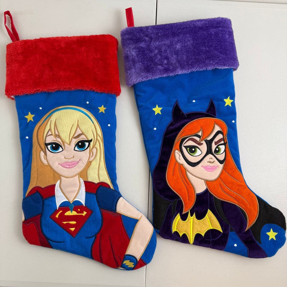 DC‎ Superhero Girls Christmas Stockings (2) Supergirl Bat Girl Holiday Comics